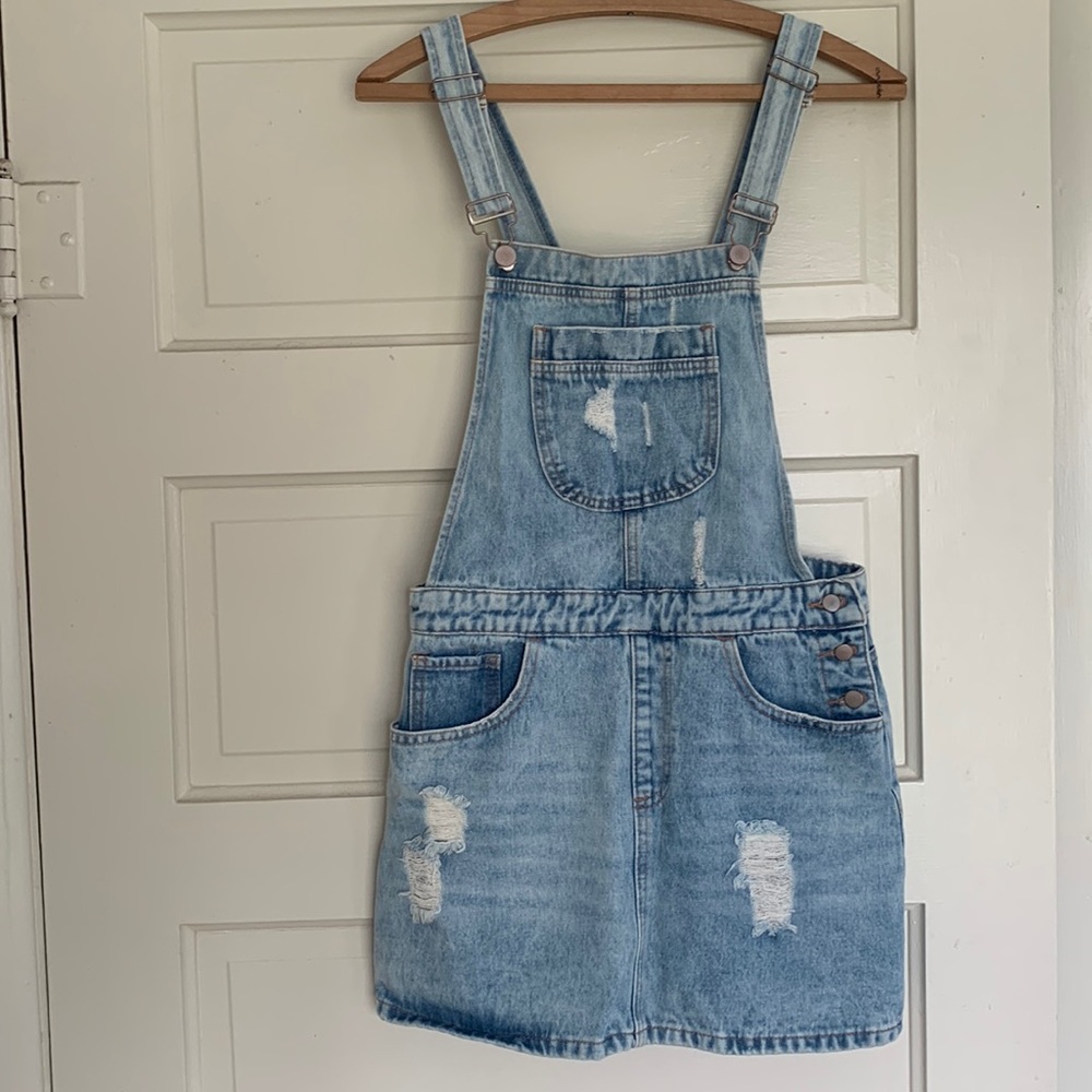 Forever 21 | Distressed Denim Overall Dress